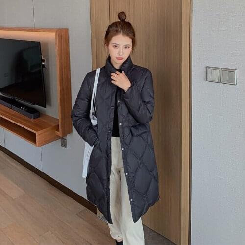 2021 Winter Light Down Jacket Women Slim Long Coat Female Autumn Korean Womens Clothing Woman Parkas Jaqueta Feminina WPY4012