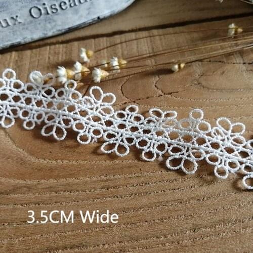 3.5CM Wide White Cotton Guipure Lace Fabric Embroidery Fringe Ribbon Dress Collar Neckline Trim Dress DIY Clothes Sewing Decor