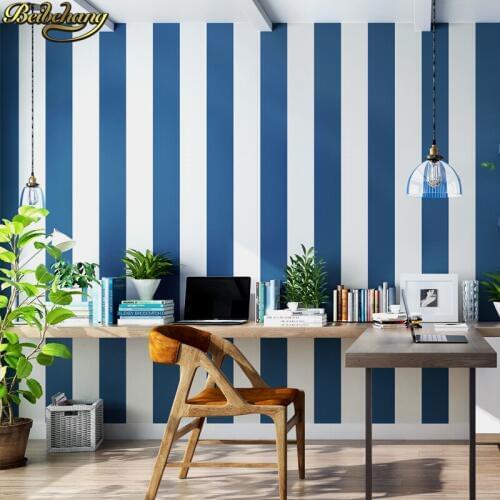 Beibehang 53X300cm Mediterranean 3D Stripe self adhesive wallpaper Environmental blue pink Wall Paper for living room decoration