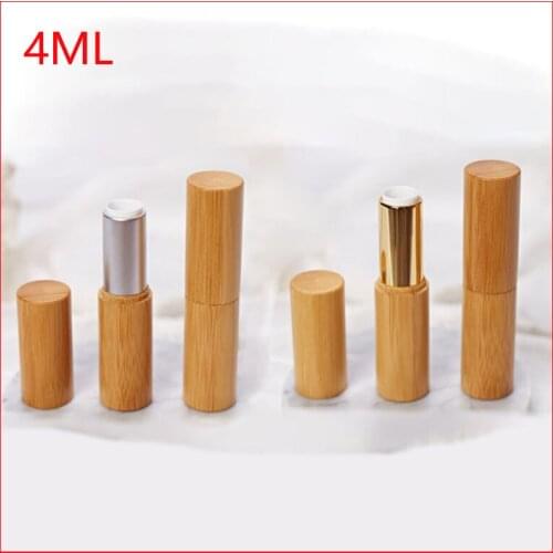 4ML Makeup bamboo design empty lip gross container lipstick tube cosmetic containers lip balm tubes, bamboo lip for Samples