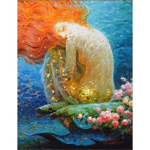 Full Square Drill 5D Diy Diamond Painting Fantasy Mermaid Oil Painting Diamond Embroidery Sale Picture of Rhinestones Home Decor