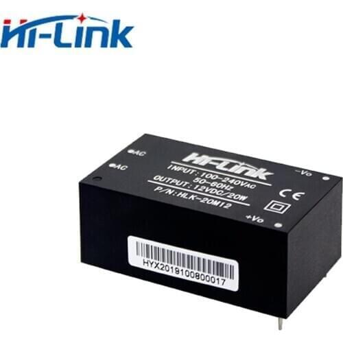 Free Shipping AC-DC 220V to 12V 1.67A 20W Small Size Power Supply Module 2pcs/Lot HLK-20M12