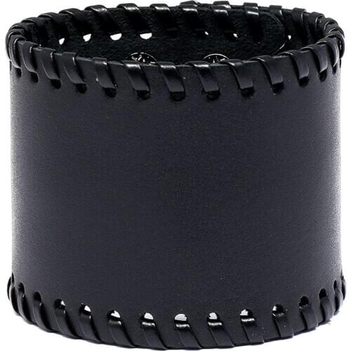 6cm Wide Wrap Leather Bracelet Flat Black Brown Genuine Leather Cuff Bangle Simple Fashion Jewelry Gift Men Women