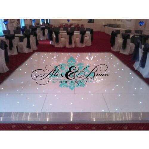 Damask Theme Dance Floor Decal Reception Party Wedding Day wall decorFancy Personalized Names Vinyl wall sticker HJ565