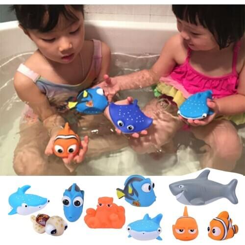 Baby Bath Toys Kids Funny Soft Rubber Float Spray Water Squeeze Toys Rubber Bathroom Play Animals For Children Finding Nemo Dory