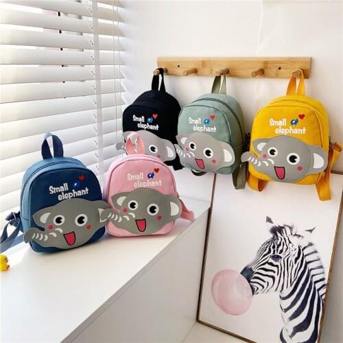 Cute Cartoon Elephant Childrens Backpack Boys Girls Canvas Kindergarten Bags Childrens Adjustable Book Backpack Handbag Gifts