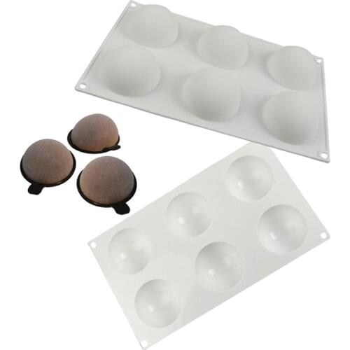 1pcs 6 Holes Chocolate Mold Half Sphere Silicone Mold For Cake Jelly Pudding Round Shape Dome Mousse Hot Chocolate Cake Mold