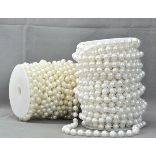 20m 8mm DIY Wedding Decoration Garland Round Pearl Acrylic Beads Strand Roll for Wedding/Bridal/Corsages/Decorations