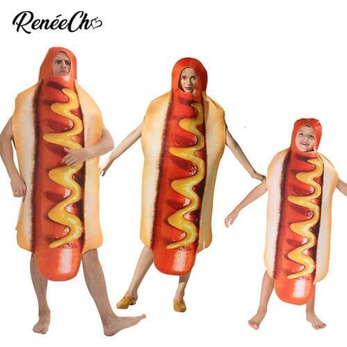 Halloween Costume For Women Family Hot Dog Costume Purim Costume Men Holiday Cosplay Carnival Hotdog Cosplay For Couple