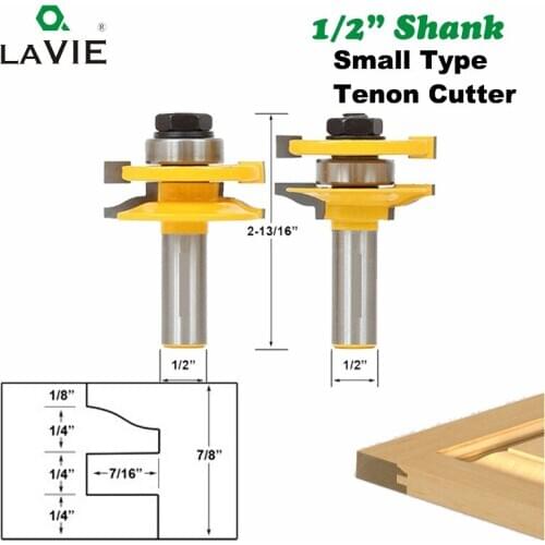LAVIE 2pcs 12mm 1/2 Shank Door Panel Cabinet Tenon Router Bit Set Milling Cutter For Woodworking Cutter Cutting Wood Tools