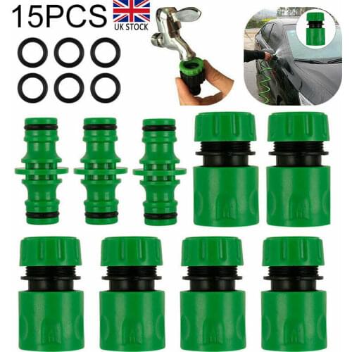15Pcs/Set Water Faucet Connector Tools Set Faucet Accessories Garden Plastic Nipple Garden Water Pipe Nipple Quick Joint Set