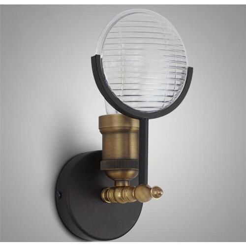 Industry Creative Glass Wall Sconces Retro Metal Beside Lamp Wall Fixture Lighting For Hallway Bedroom Dining Room WL199