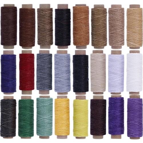Nonvor 24 Colors 150D 50m Leather Sewing Flat Waxed Thread Practical Sewing Thread Wax Stitching Thread for Leather Craft DIY