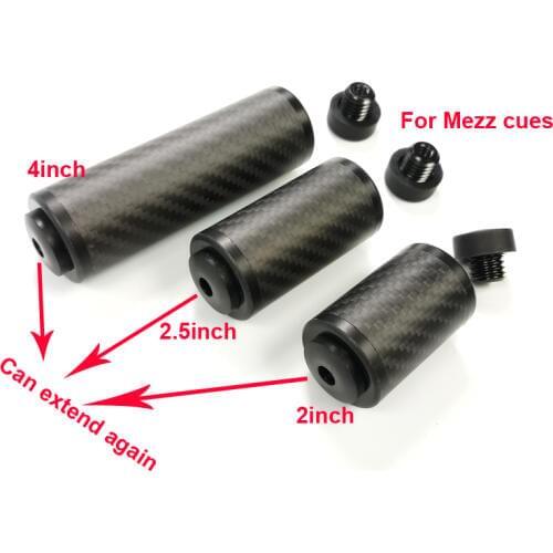 2019 Latest Black carbon Pool Billiards cue extensions 2inch/2.5inch/4inch cue extender for Mezz cues can extend twice