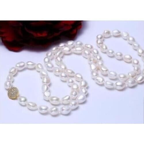 HUGE 32"8-9mm natural south sea genuine baroque white pearl necklace