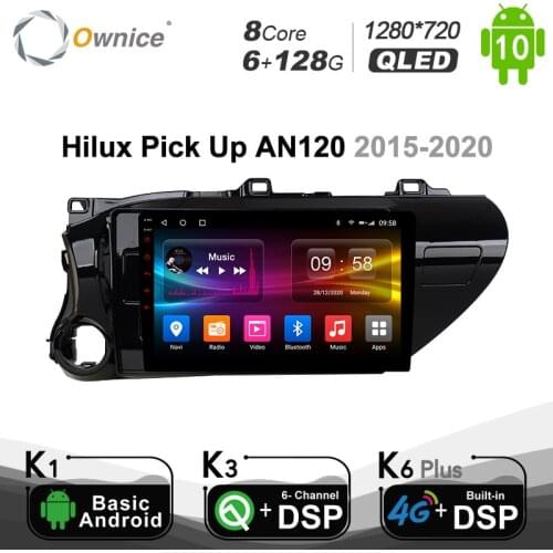 6G+128G Ownice Android 10.0 car radio 2din for Toyota Hilux Pick Up AN120 2015 - 2020 auto on-board Navigation AUDIO headunit