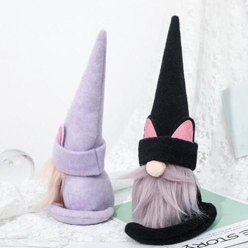 Plush Dwarf Ornament Handmade Cloth Lucky Cat Gnome Doll Figurine with Long Tail for Home Festival Home Decoration Gifts