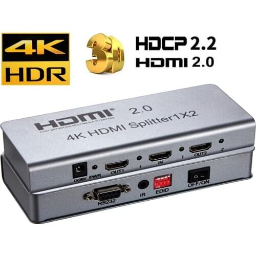 4K HDMI-compatible 2.0 Splitter 1x2 CEC 4K 60Hz HDR 1 in 2 out with EDID RS232 control for PS5 PS4 pro apple TV