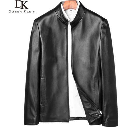 Luxury jacket men Genuine leather Dusen Klein 2017 New spring Brand coats sheepskin Simple/Business leather jacket black 71D1706