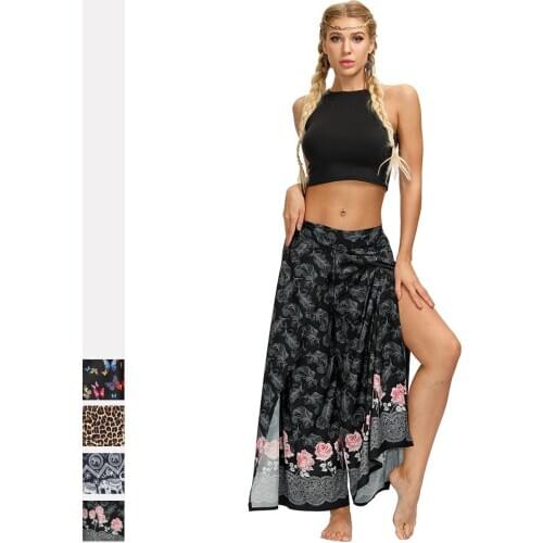 Bohemian Pants Womens Fashion Thai Style Printed Loose Штаны для йоги Summer Travel Lounge Festival Beach Print Wide Leg Pants