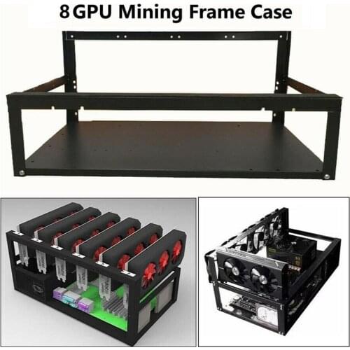 Steel Coin Open Air Miner Mining Frame Rig Case Up To 8 GPU Ethereum Bitcoin Mining Rig Aluminum Stackable Mining Frame