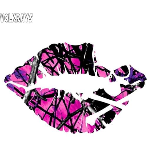 Volkrays Personality Car Sticker Girl Camo Skull LIps Motorcycle Accessories Waterproof Cover Scratches Vinyl Decal,14cm*9cm