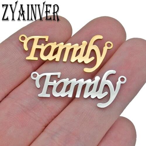 Stainless Steel Gold Connectors Family Letter Word Diy Bracelet Jewelry Making Necklace Findings Mom Gifts Component 5pcs/lot