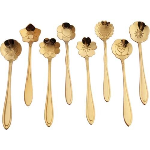1pc Flower Shape Coffee Spoon Stainless Steel Creative Floral Tea Spoon Dessert Spoon Coffee Tools Accessories