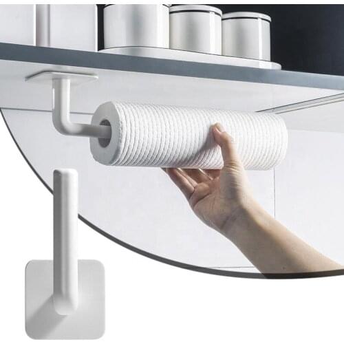 1Pcs Kitchen Paper Towel Holder Self-adhesive Under Cabinet Paper Roll Rack Tissue Hanger Storage Rack for Bathroom Toilet