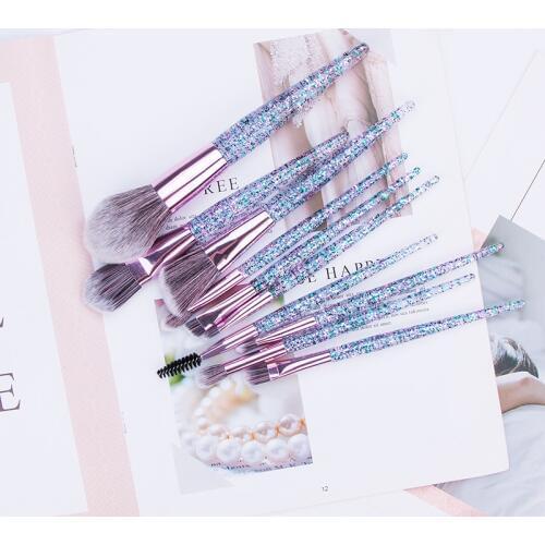 10pcs Multifunction makeup brush Diamond Crystal brush set oundation Brush Long Lasting Concealer Blush Beauty Tool