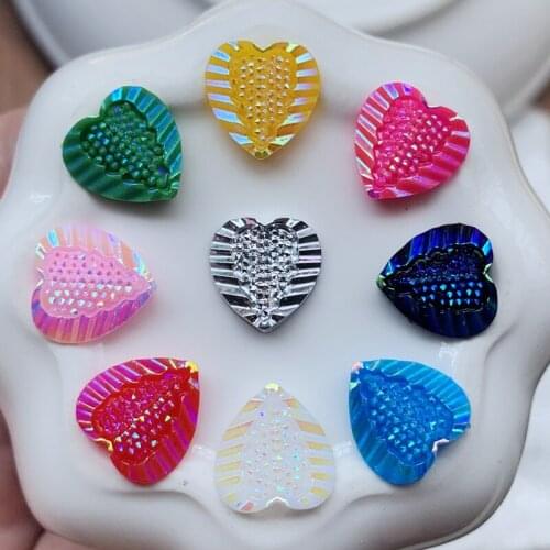 12mm 40pcs Heart Rhinestone Applique Flatback Crystal Stones Resin Gems Non Hotfix Strass for DIY Decoration -HE14