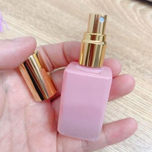 15ml Square Gradient Pink White Glass Perfume Bottle Atomizer Roll on Bottle Pendant Empty Containers for Cosmetic Roller Bottle