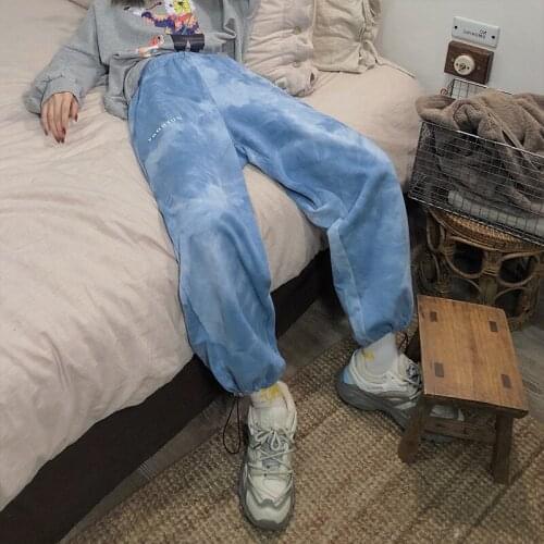 2021 Tie Dye High Waist Pants Women Female Clothes Fashion Streetwear Womens Pencil Pant Plus Size Loose Sweat Pants Joggers