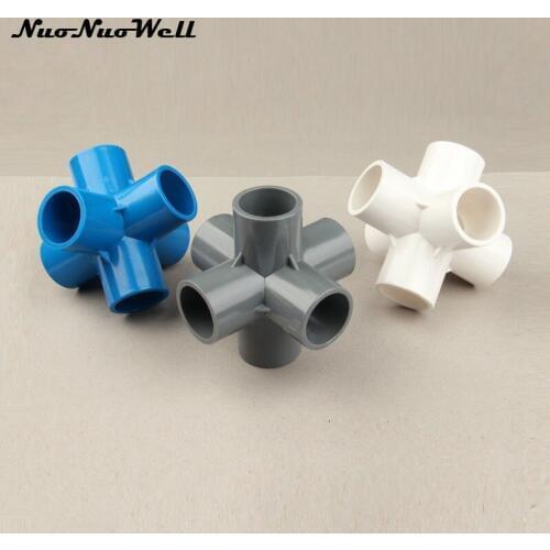 5pcs NuoNuoWell Plastic PVC 25mm Pipe Three-dimensional 6 Way Joint Connector for Garden Irrigation Tube Adapter DIY Tools