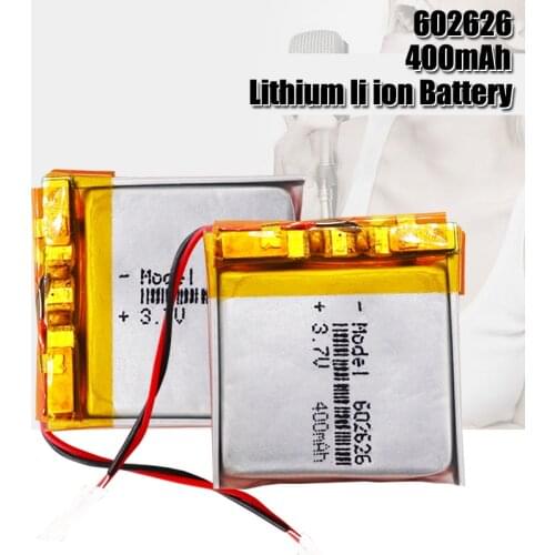 602626 400mah Lipo cells 3.7V Lithium Polymer Rechargeable Battery For MP3 MP4 GPS car recorder Bluetooth headset Toy batteries