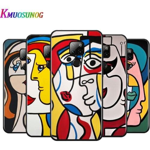 Picasso Abstract Art For Huawei Mate 10 20 20X(5G) 30 40 40RS Nova5i PRO Lite Plus Black Soft Phone Case