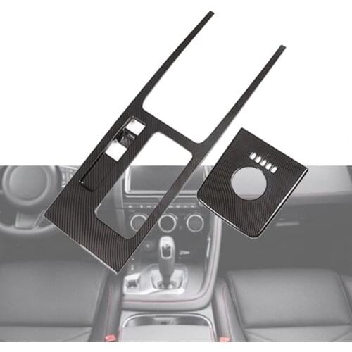 Car Gear Box Cup Panel Cover Trim Decorative Stickers Adhesive Decals Decor for Jaguar F-PACE XEL XFL Carbon fiber