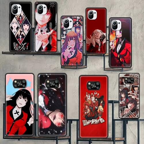 Phone Case For Xiaomi Poco F3 M3 X3 NFC Pocophone F1 Mi Note 10 Pro Lite Black Coque Fundas Crazy Excitement Manga Kakegurui