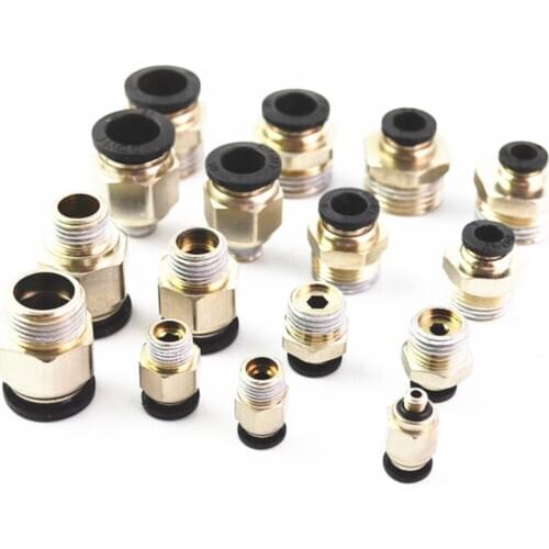 Black Male Straight Connector Tube 4mm 6mm 8mm 10mm 12m to 1/8'' 1/4'' 3/8'' 1/2'' Thread Push In To Connect Fitting