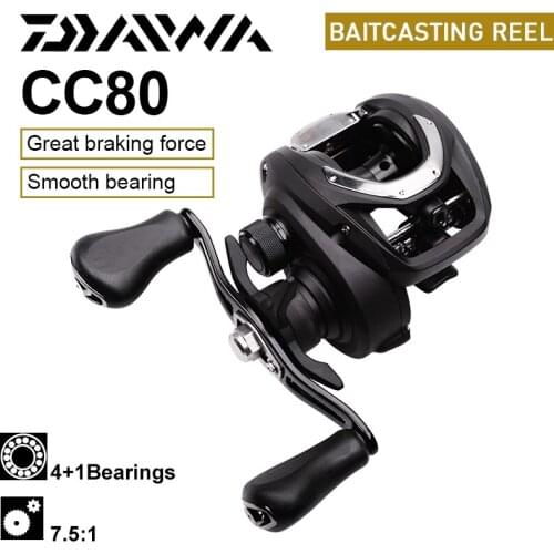 DAIWA CC80 Baitcasting Fishing Reels CC80H/HL/HS/HSL 4+1BB Gear Ratio 7.5:1 Max Drag 7kg Baitcast Reel Fishing Metal Light Spool