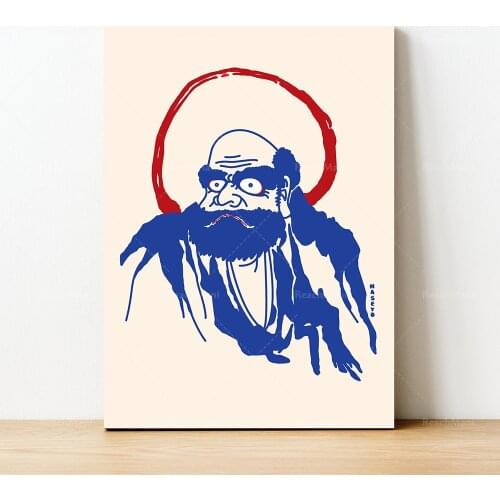 Dharma Bodhidharma / buddhist art / Let that shit go / Buddha wall art / Buddha poster / Yoga Art / Yoga Poster / Buddhist Monk