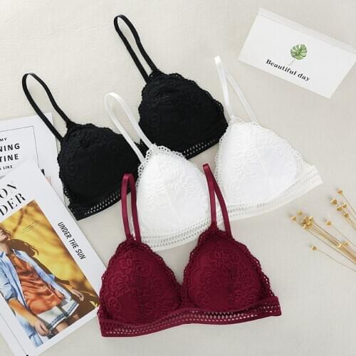 French triangle cup without steel ring bra New sexy deep v lace underwear female thin section bra underwear Women Bras