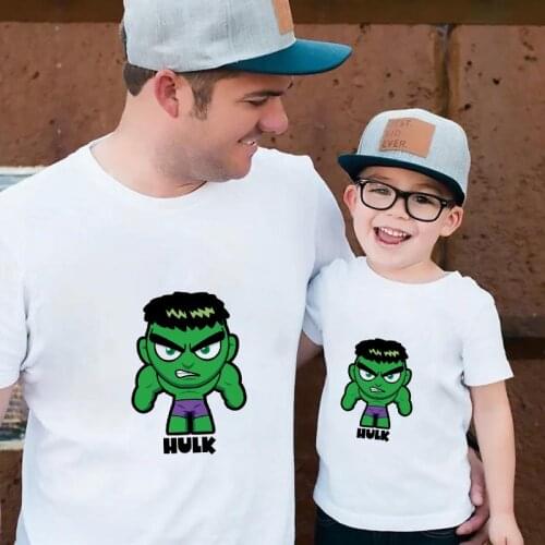 Fashion New Summer T Shirt Family Matching Clothes Daddy And Me Father Son Marvel Cool Superhero Print Kids Children Tshirts