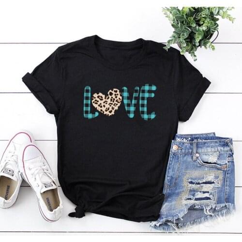Summer Women T Shirt Casual O-Neck Female Oversized TShirts Love Leters Print Short Sleeve Graphic Tees Top