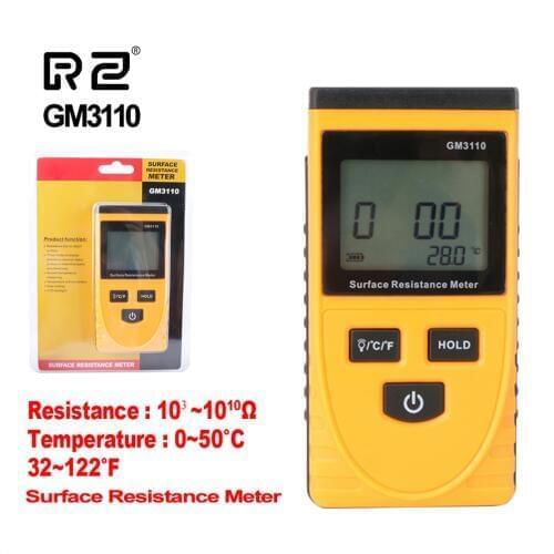 RZ Surface Resistance Meter Handheld Earth Resistance Meter Measuring Instrument Static Detector GM3110 digital Resistance Tools