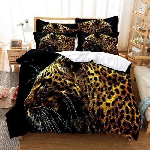 Golden Leopard Design Duvet Cover Set 3d Animal Bedding Digital Printing Bed Linen Queen King Size Luxury Decor Bedclothes