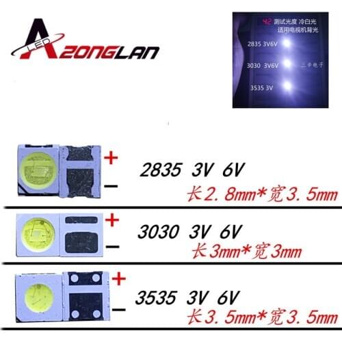 50-100Pcs For LG led tv backlight 2835 3030 3535 3V 6V 1W 3W kit electronique led for lcd tv repair Cool cold white