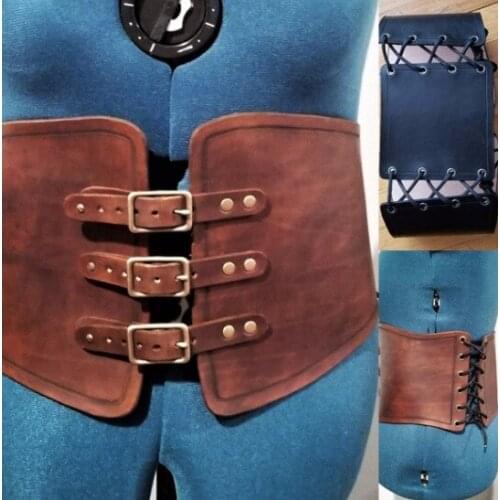 Medieval Renaissance Leather Cosplay Costume Elastic Decoration Black Girdle Women Retro Fashion All-match Waist Elastic Belt