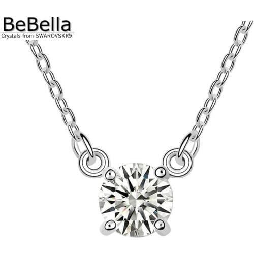 BeBella Classic 4 Claws Cubic Zirconia Necklace Made With Swarovski Zirconia For Bride Wedding Jewelry Women Gift