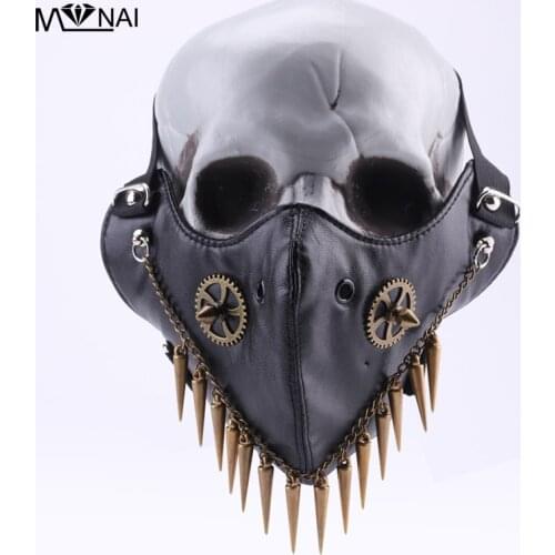 Steampunk Halloween Masks Cosplay Costume Party Spikes Mask Men Women Cool Gears Wind Protector Face Mask Masquerade